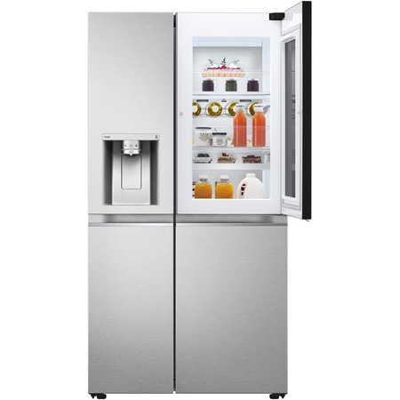 Side by Side LG GSXV91MBAF,635 l, Total No Frost, Instaview, Dozator apa, Raft sticle, H 179 cm, Clasa F, InstaView, Argintiu