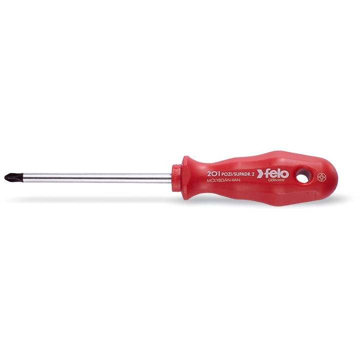 Кръстосана отвертка Felo, POZIDRIVE PZ3 x 150, Серия 200, Червена
