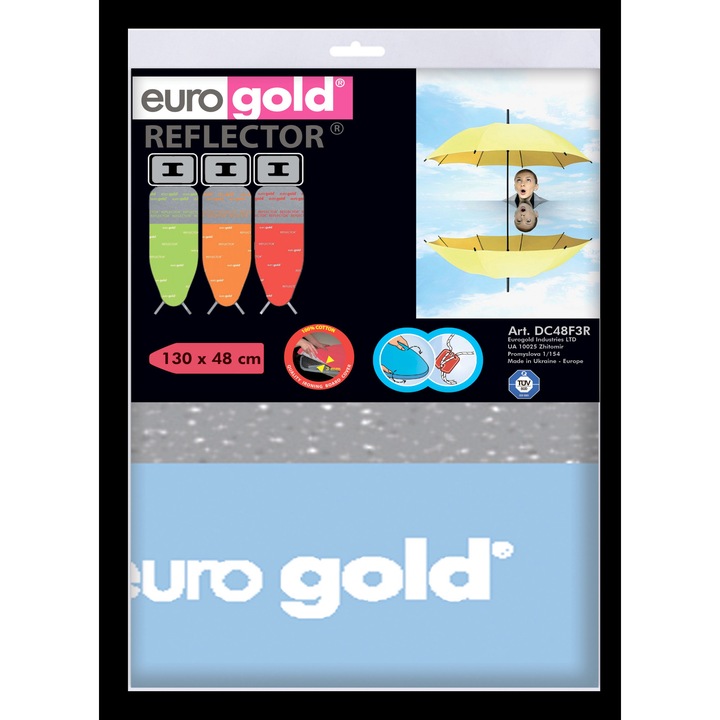 Husa pentru masa de calcat EUROGOLD, Reflector, 130 x 48 cm, DC48F3R Bleu