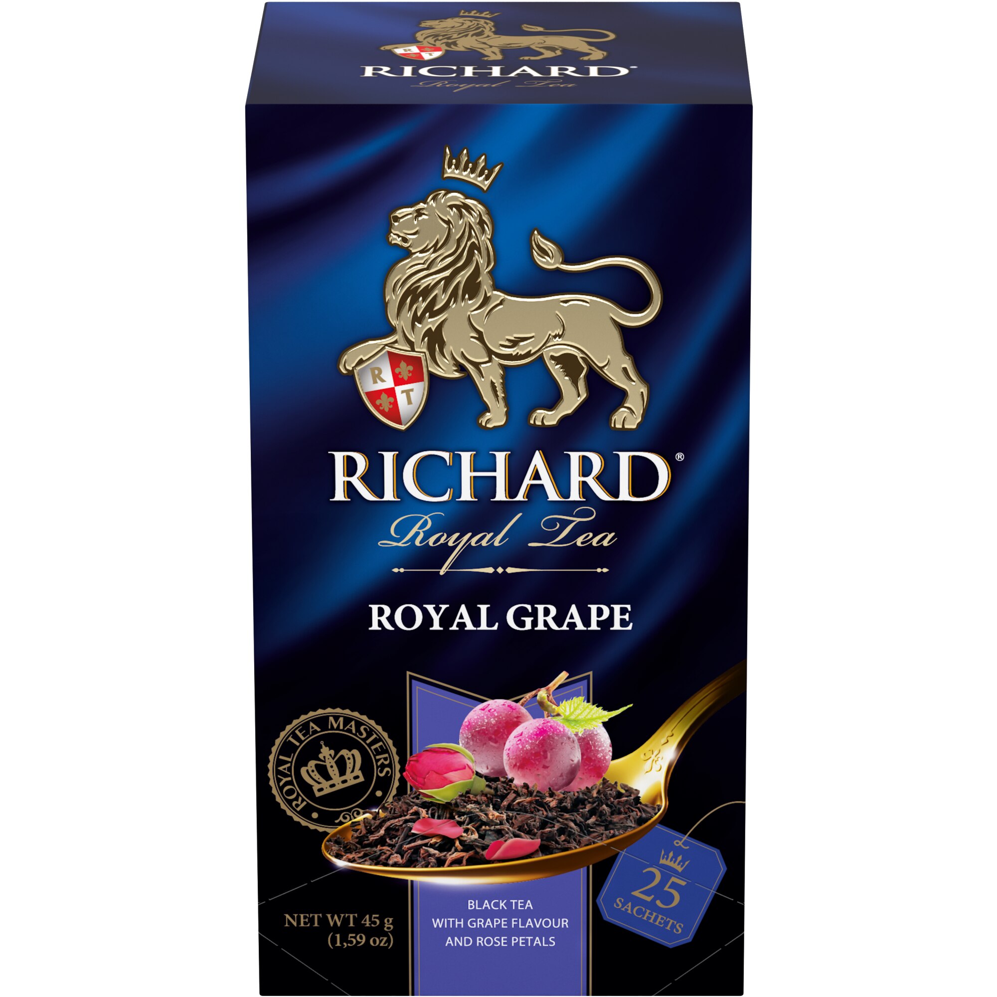Чай Richard Royal Grape, ароматизиран черен чай, филтър, 45гр - eMAG.bg