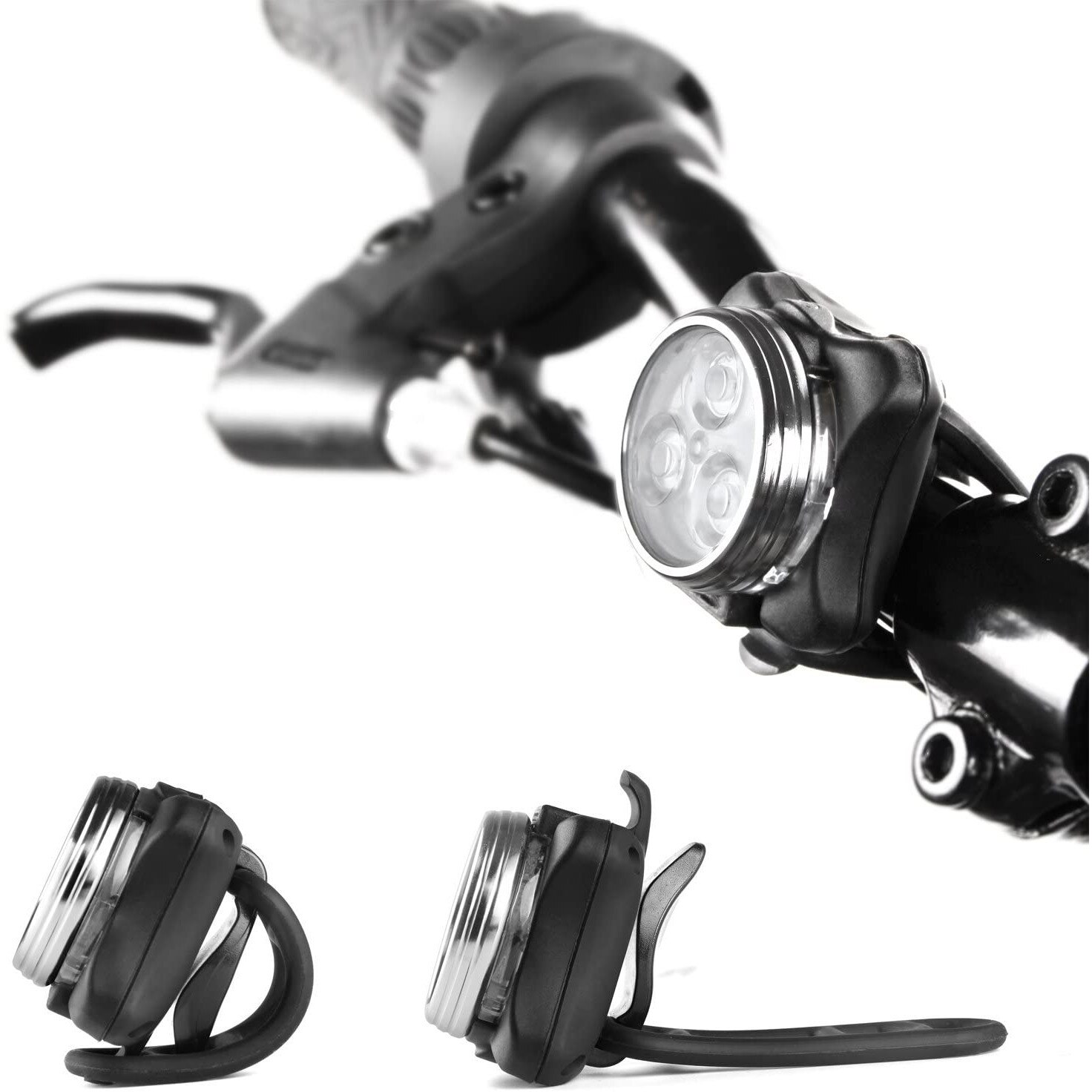 Set Lumini Led Pentru Bicicleta Fac Usb Frontal Si Spate Mah Moduri De Lumina Negru