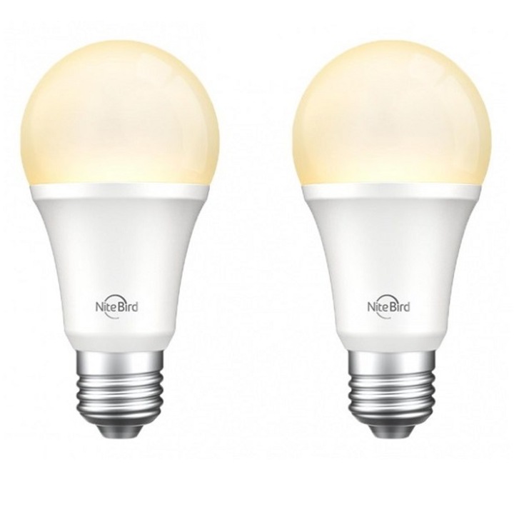Set 2 becuri smart LED NiteBird LB1, Control vocal, 8W, Lumina calda, WiFi, Alb