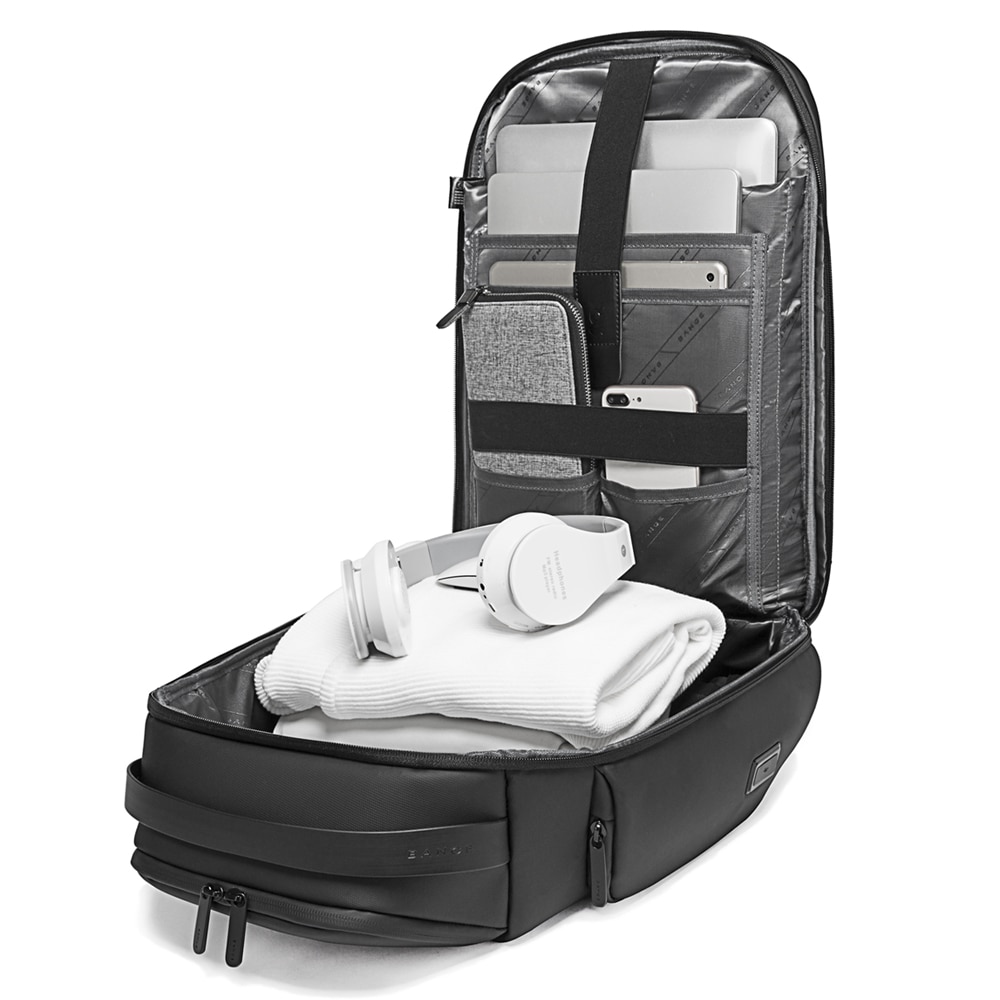 Rucsac smart unisex, rezistent la apa, port USB, BANGE BG7277BK negru