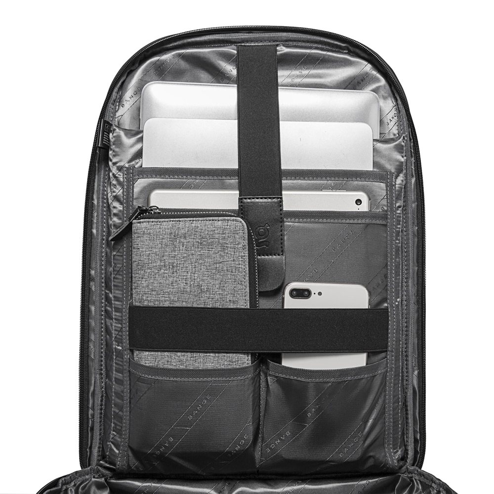 Rucsac smart unisex, rezistent la apa, port USB, BANGE BG7277BK negru