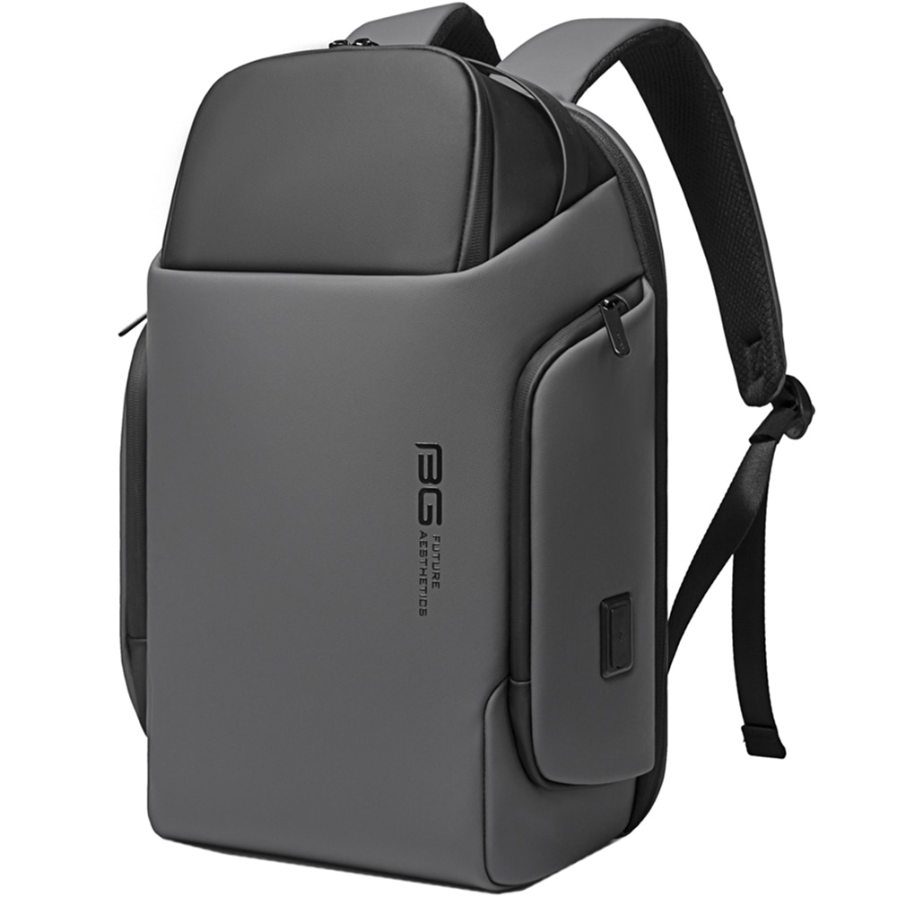 Rucsac laptop 15.6 inch, port USB, si USB-C, rezistent la apa, sistem fixare pe valiza, rucsac smart, potrivit pentru calatorii BG7277GY, Gri