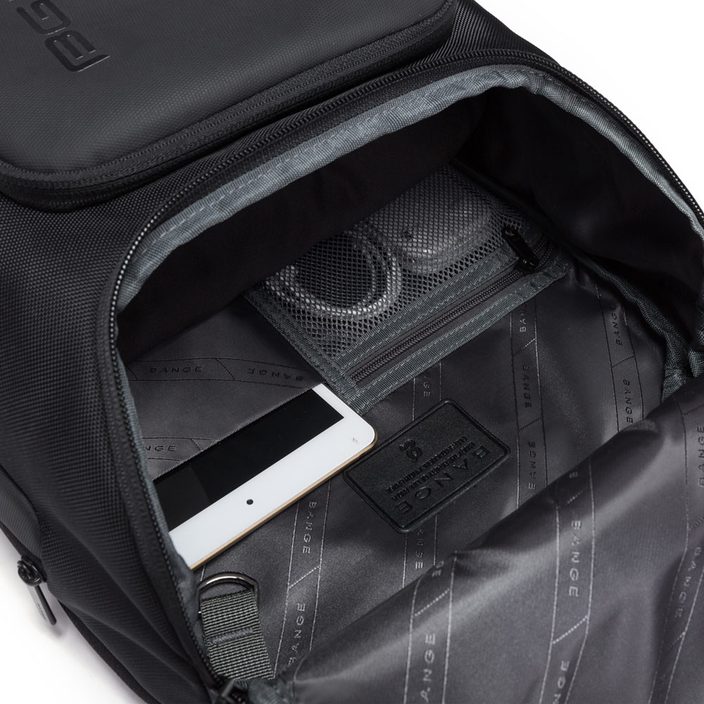 Rucsac laptop 15.6 inch, port USB, si USB-C, sistem fixare pe valiza, rezistent la apa, pentru calatorii, BANGE, BG7078BK, Negru