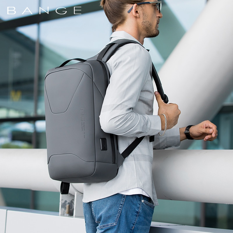 Rucsac laptop 15.6 inch, port USB, si USB-C, buzunar antifurt, lacat TSA, sistem fixare pe valiza, rezistent la stropi de apa, BANGE, BG22188GY, Gri