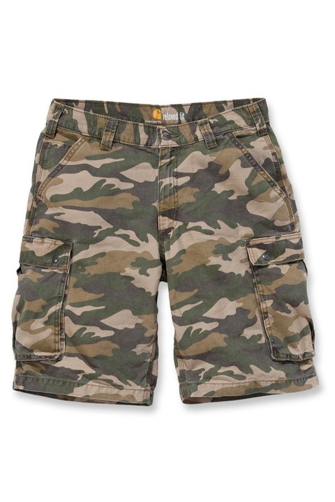 Pantaloni scurti cargo cu model camuflaj Carhartt, Rugged Cargo, Verde kaki, Kaki