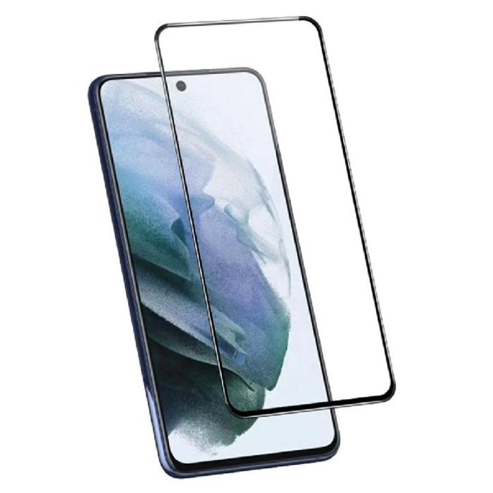 Стъклен протектор за дисплей MBX 9D Paper Box Flat, За Samsung Galaxy S21 FE 5G (G990B), Черен