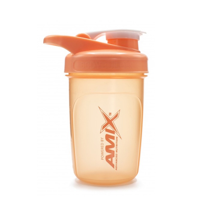 Shaker Ideal Pentru Prepararea Suplimentelor Nutritive Sub Forma De Pudra, Amix, Bodybuilder Shaker Portocaliu, 300 ml