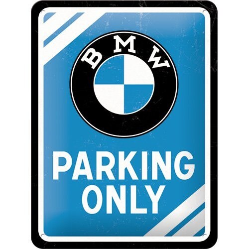 Tablou metalic - BMW - Parking Only Blue - 15x20 cm