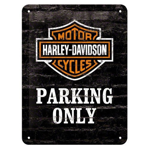 Tablou metalic - Harley Davidson Parking Only - 15x20 cm