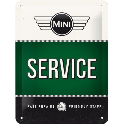 Tablou metalic - Mini Cooper Service - 15x20 cm