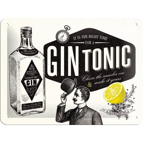 Tablou metalic - Gin tonic - 15x20 cm