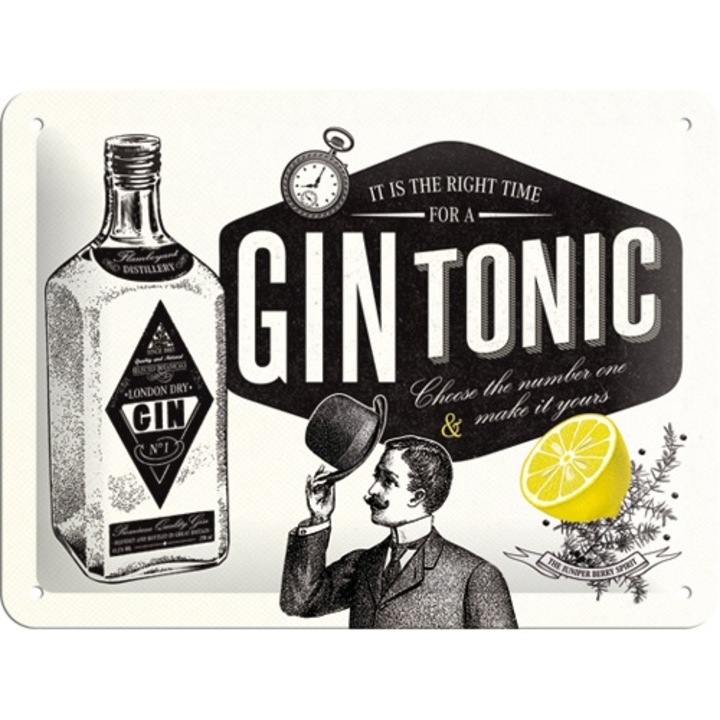 Placa metalica Gin tonic 15x20 cm