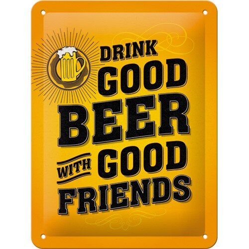 Tablou metalic - Drink Good Beer - 15x20 cm