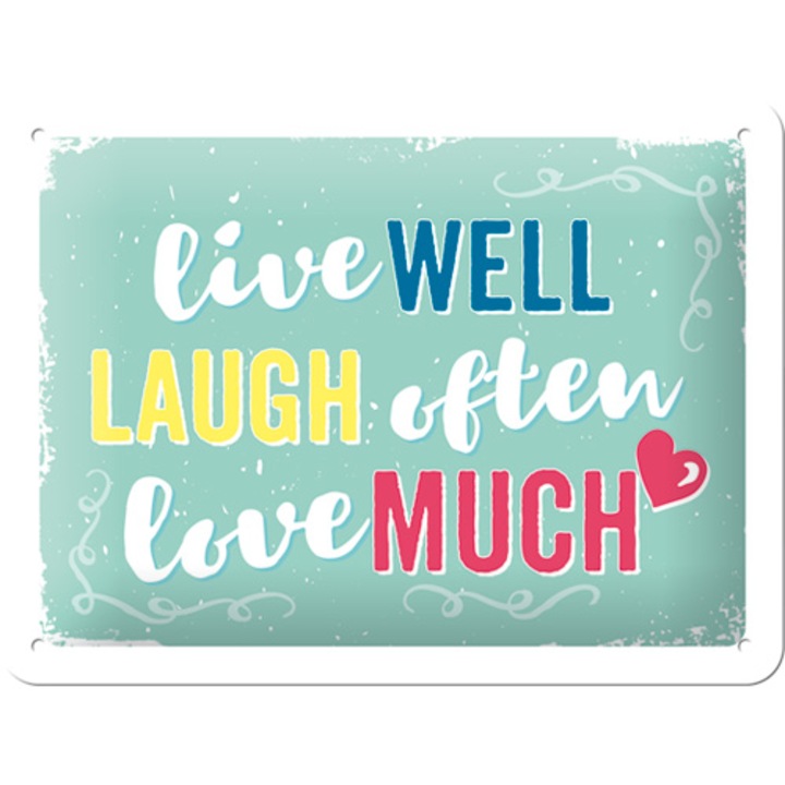 Tablou metalic - Live Laugh Love - 15x20 cm