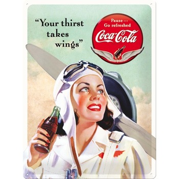 Tablou metalic - Coca Cola - Takes Wings Lady - 30x40 cm Tablou metalic - Coca Cola - Takes Wings Lady - 30x40 cm