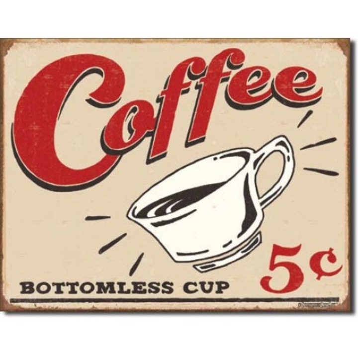 Tablou metalic - Coffee 5 cents - 30x40 cm