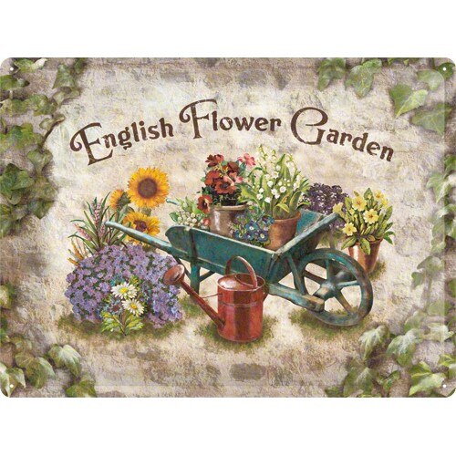 Tablou metalic - English Flower Garden - 30x40 cm