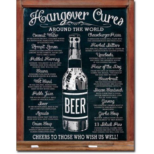 Tablou metalic - Hangover Cures - 30x40 cm