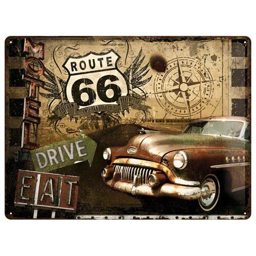 Tablou metalic - Route 66 Road Trip - 30x40 cm
