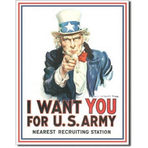 Tablou metalic - Uncle Sam - US Army - 30x40 cm