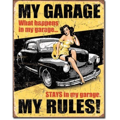 Tablou metalic - My Garage - My Rules - 30x40 cm