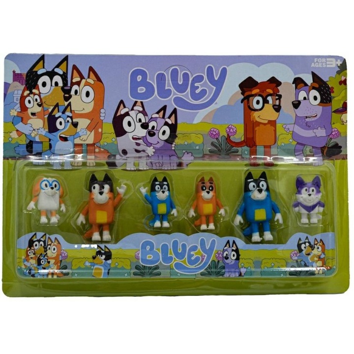 Set 6 figurine Bingo si Bluey 7 cm, multicolor