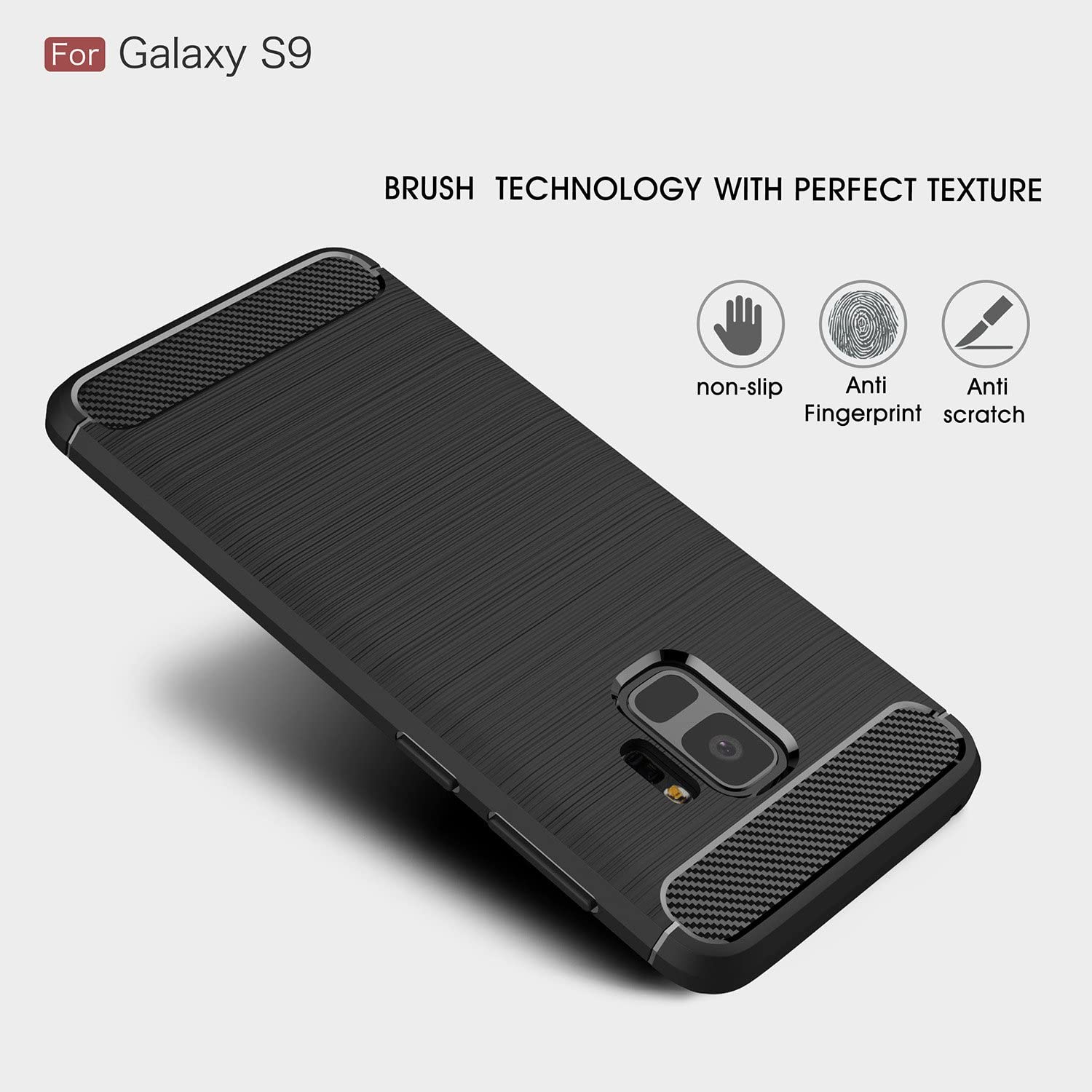 Husa compatibila cu Samsung Galaxy S9 TPU Ultra Protect Slim Anti-Soc, Fibra de Carbon, Negru