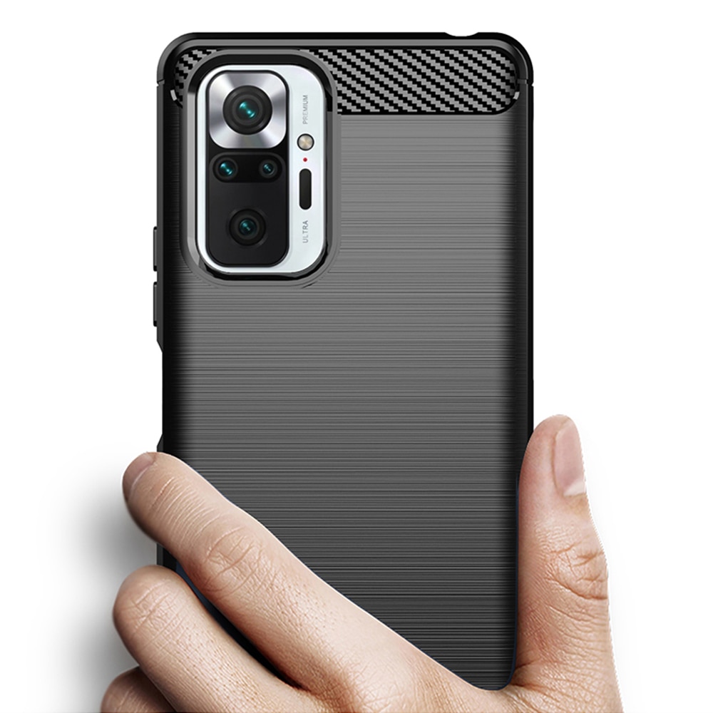 Husa pentru Xiaomi Redmi Note 10 Pro / Note 10 Pro Max, Techsuit Carbon Silicone, Black