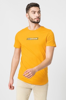 Jack & Jones - Teo kerek nyakú logós póló, Narancssárga/Fekete
