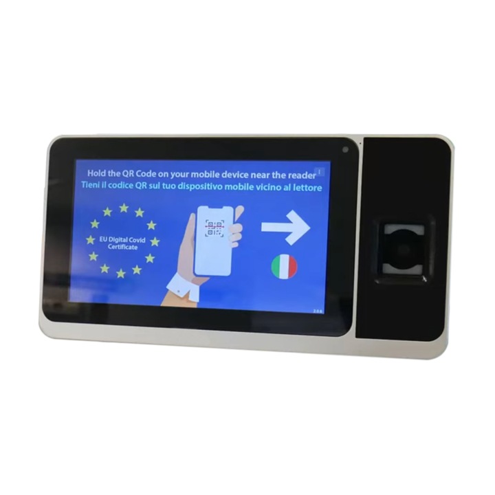 PNI ZYNK-ZPAD-PLUS-QR-12-S Biometrikus beléptető, WiFi, 2 MP, 7" érintőképernyő, RFID, Ujjlenyomat, QR-kód, Bluetooth, Plug and Play, QR-szkenner, Green Pass Covid-19
