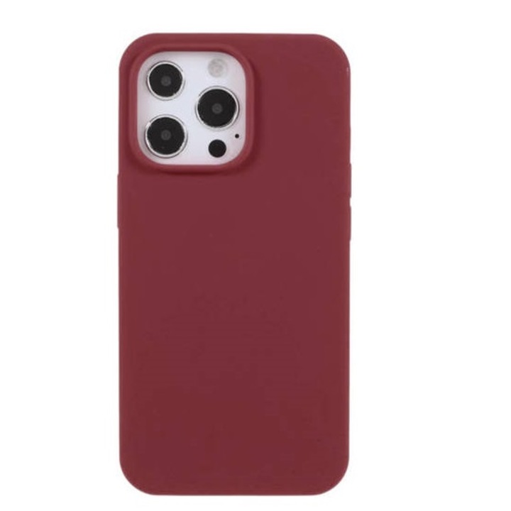 Husa protectie compatibila cu iPhone 13 Pro, ultra slim, silicon Visiniu, interior din microfibra, PlanetPhone