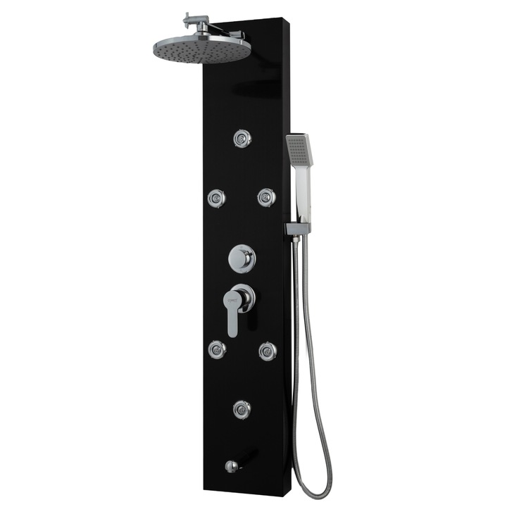 Panou de dus cu hidromasaj, TRENDY’S cu 4 functii black-satin