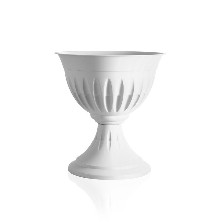 Ghiveci cu picior, Alba, diametru 43 cm, plastic, alb, Plastor Trading