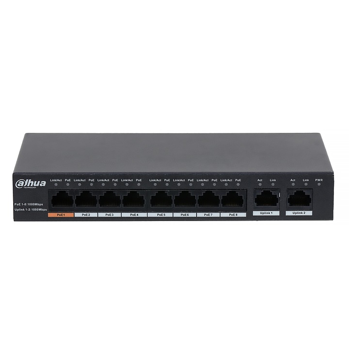 Суич Dahua PFS3010-8GT-96, Без управление, 8-портов, PoE, 4000 MAC, 20 Gbps