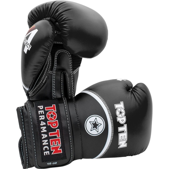Mănuși de box, Top Ten, 16 oz, piele naturală, negru