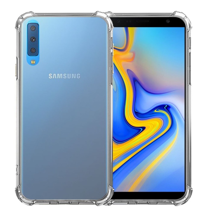 Husa silicon transparenta antisoc compatibila cu Samsung Galaxy A7 2018