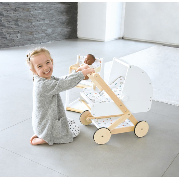 Thimble 2119148 Small Foot - Játék fa babakocsi Többszínű