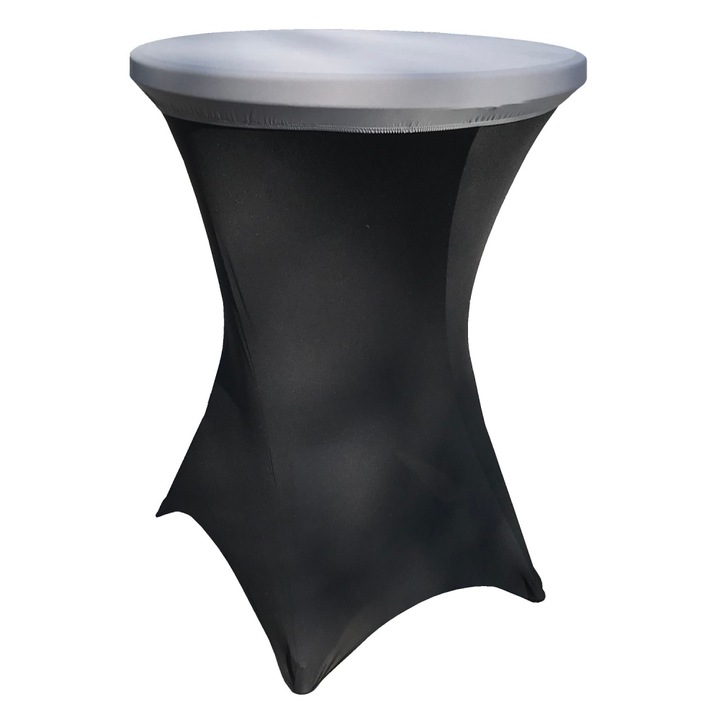 Set masa plianta rotunda inalta catering CULINARO D80xH110cm, husa elastica neagra, capac elastic gri