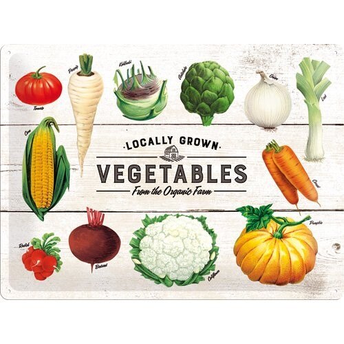 Tablou metalic - Vegetables - Organic Farm - 30x40 cm