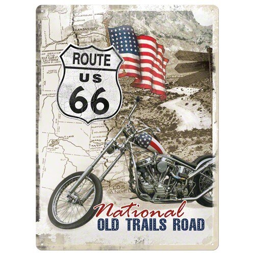 Tablou metalic - Route 66 Old Trails Road - 30x40 cm