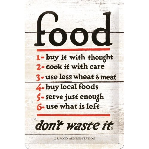Tablou metalic - Food - Don’t Waste It - 20x30 cm