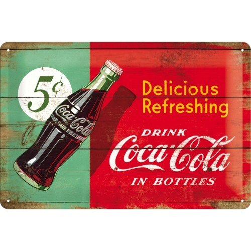 Tablou metalic - Coca Cola - Refreshing Green - 20x30 cm