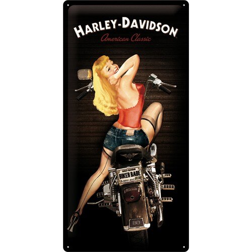 Tablou metalic - Harley Davidson Biker babe - 25x50 cm