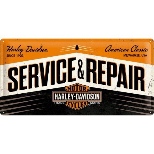 Tablou metalic - Harley Davidson - Service and Repair - 25x50 cm