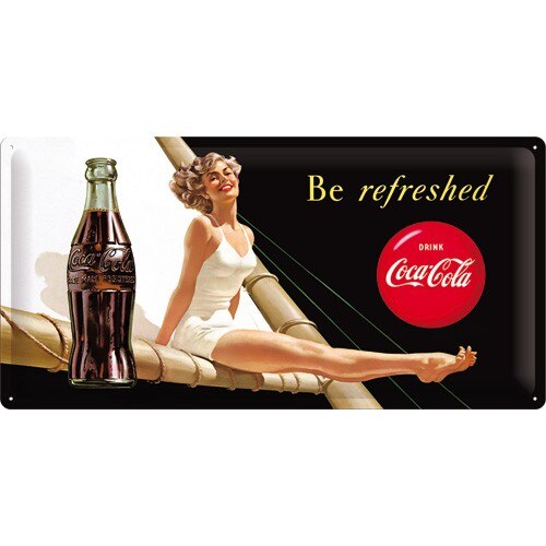 Tablou metalic - Coca Cola - Be Refreshed Lady - 25x50 cm