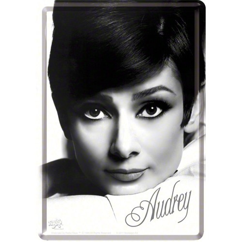 Tablou metalic - Audrey Hepburn - Portret - 10x14 cm