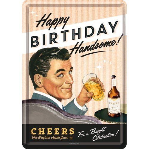 Tablou metalic - Happy Birthday Handsome - 10x14 cm